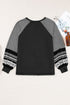 Contrast Print Striped Raglan Crew Neck Loose Long Sleeve Top